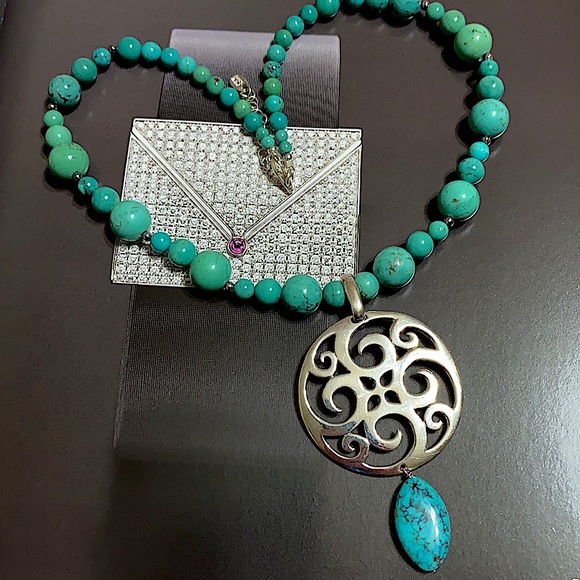 🖤Turquoise & Sterling💕removable pendant necklace